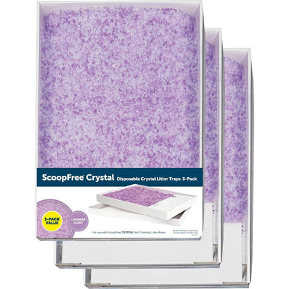 PetSafe ScoopFree Lavender Crystal Cat Litter 4.3 lb Refill Tray Pack of 3 Long Lasting Odor Control Disposable Trays with Lid