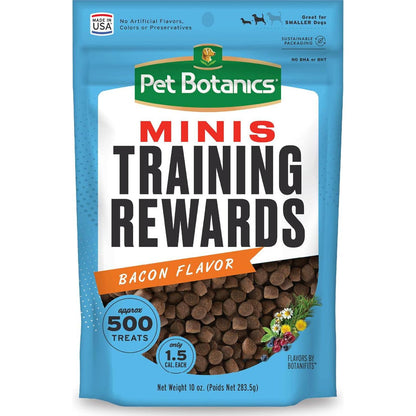Pet Botanics Training Rewards Dog Treats Mini Soft Bacon Flavor 500 Treats 10 oz Pouch