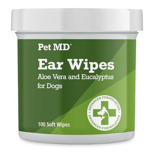 Pet MD Dog Ear Wipes with Aloe and Eucalyptus for Cleaning and Itch Relief 100 Ct