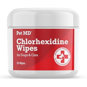 Pet MD Topical Wipes for Dogs & Cats, 50 Ct, Aloe Cleansing Wipes, for Ears, Skin Folds, & Paws