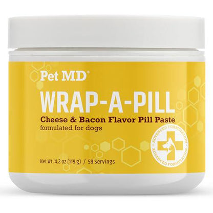 Pet MD Wrap-A-Pill 4.2 oz Cheese and Bacon Flavor Pill Paste for Dogs Makes Pocket to Hide Pills and Medicine Easy Medication Aid
