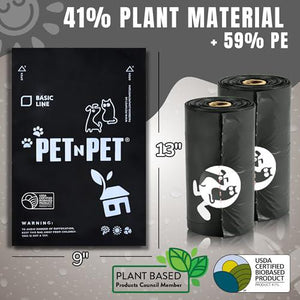 PET N PET Dog Poop Bags, 1080 Count, USDA Biobased, Extra Thick & Leakproof, Eco-Friendly Refills