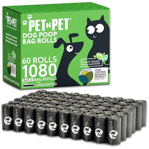 PET N PET Dog Poop Bags, 1080 Count, USDA Biobased, Extra Thick & Leakproof, Eco-Friendly Refills