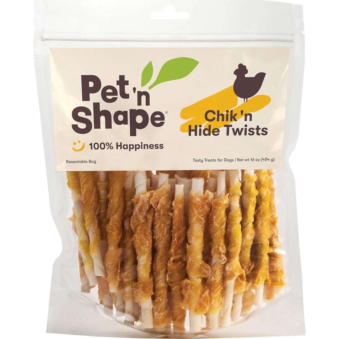 Pet 'n Shape Chik 'n Hide Twists 16 oz Chicken Wrapped Rawhide Natural Dog Treats for Small Dogs