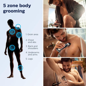 Philips Bodygroom 7000 BG7040/42, Showerproof Trimmer, 80 Min Run, Adjustable Comb, Groin & Body Groomer for Men