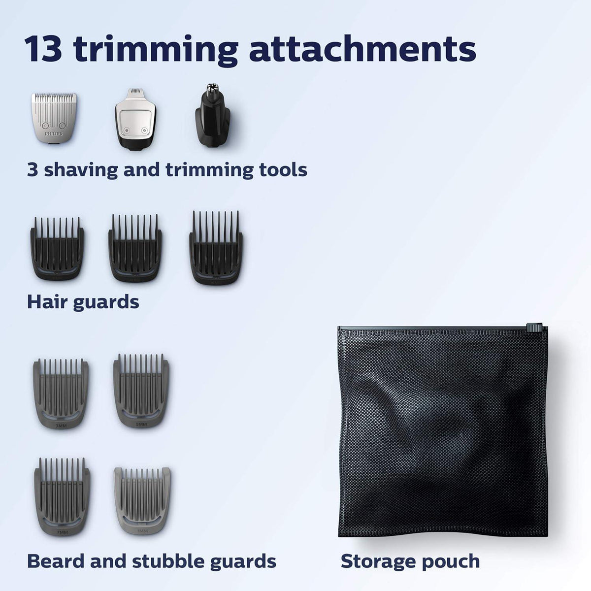 Philips Norelco Philips Norelco Multi Groomer All-in-One Trimmer Series 3000-13 Piece Mens Grooming Kit For Beard, Face, Nose, Ear Hair Trimmer And Hair Clipper - NO Blade Oil Needed, MG3740/40