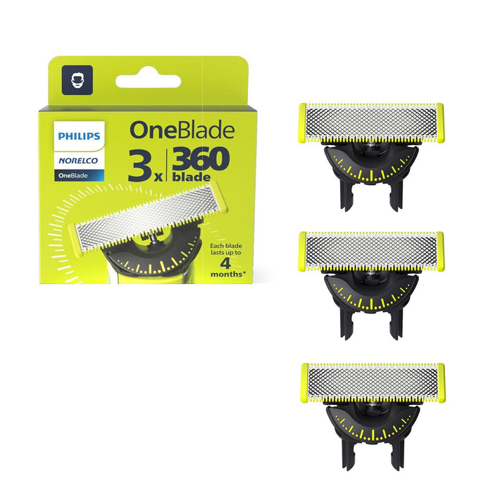 Philips Norelco Philips Norelco OneBlade 360 Blades, Genuine Replacement Blades For OneBlade Electric Shaver And Trimmer, Durable Stainless Steel, Trim, Edge And Shave, 3 Pack, QP430/80