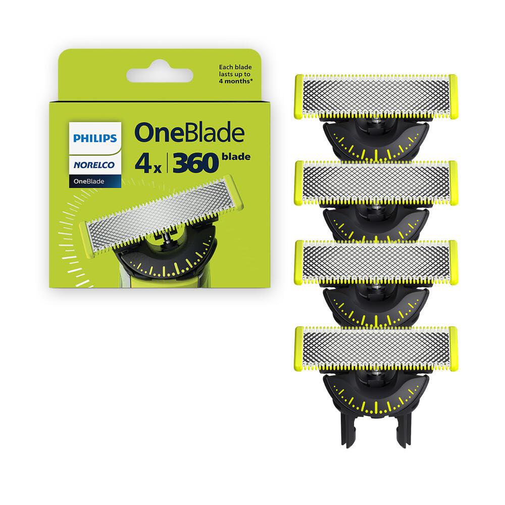 Philips Norelco Philips Norelco OneBlade 360 Blades, Genuine Replacement Blades For OneBlade Electric Shaver And Trimmer, 4 Pack, QP440/80