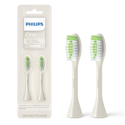 Philips Sonicare One by Sonicare, 2 Brush Heads, Snow BH1022/07, Convenient & Effective Teeth Cleaning, Compact Design