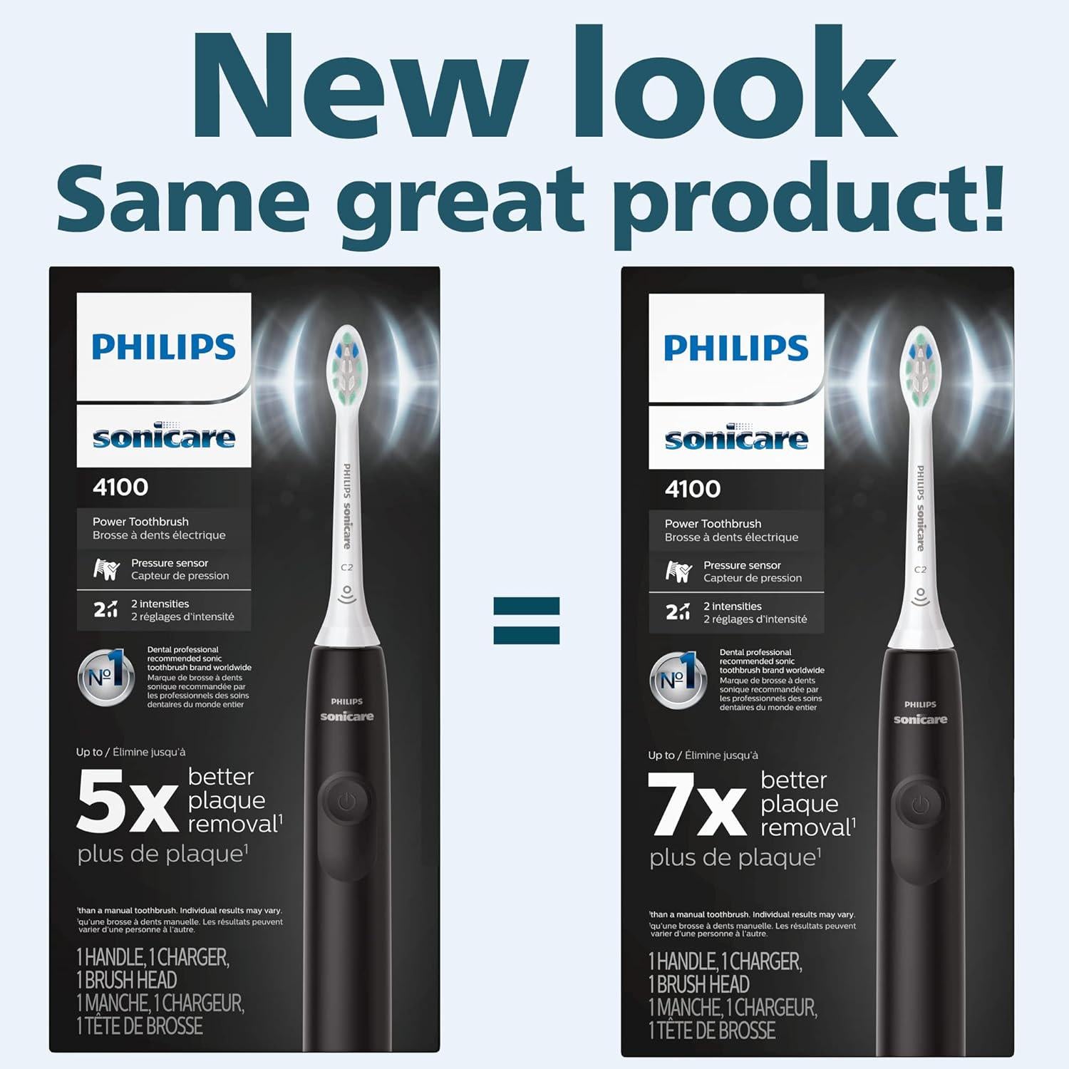 Philips Sonicare 4100 Rechargeable Electric Toothbrush, With Pressure Sensor, 2 Intensity Settings, SmarTimer And QuadPacer, 14-Day Battery Life, Black, Model HX3681/24,