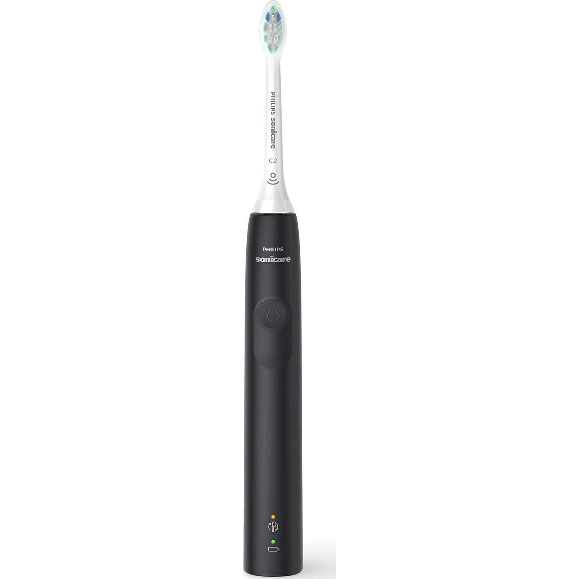 Philips Sonicare 4100 Rechargeable Electric Toothbrush, With Pressure Sensor, 2 Intensity Settings, SmarTimer And QuadPacer, 14-Day Battery Life, Black, Model HX3681/24,