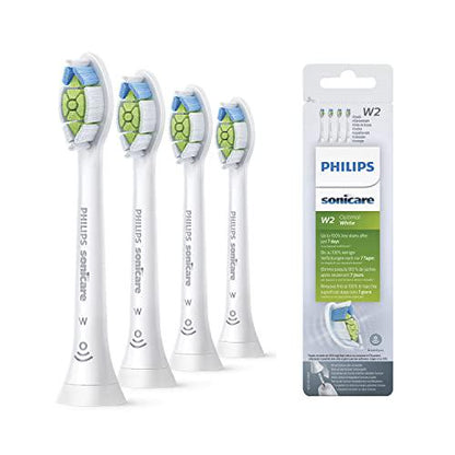 Philips Sonicare W2 Optimal White Toothbrush Heads, 4 Pack, White, Standard Size, Model HX6064/10, Original Replacement Heads