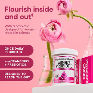 Physician’s Choice Probiotics for Women, 50 Billion CFU, 6 Unique Strains, Organic Prebiotics, Cranberry Extract, Digestive & Feminine Health
