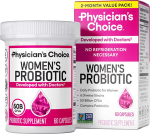 Physician’s Choice Probiotics for Women, 50 Billion CFU, 6 Unique Strains, Organic Prebiotics, Cranberry Extract, Digestive & Feminine Health