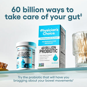 Physician's Choice Probiotics, 60 Billion CFU, 10 Strains with Organic Prebiotics, Supports Digestive, Immune & Gut Health, 30 Count