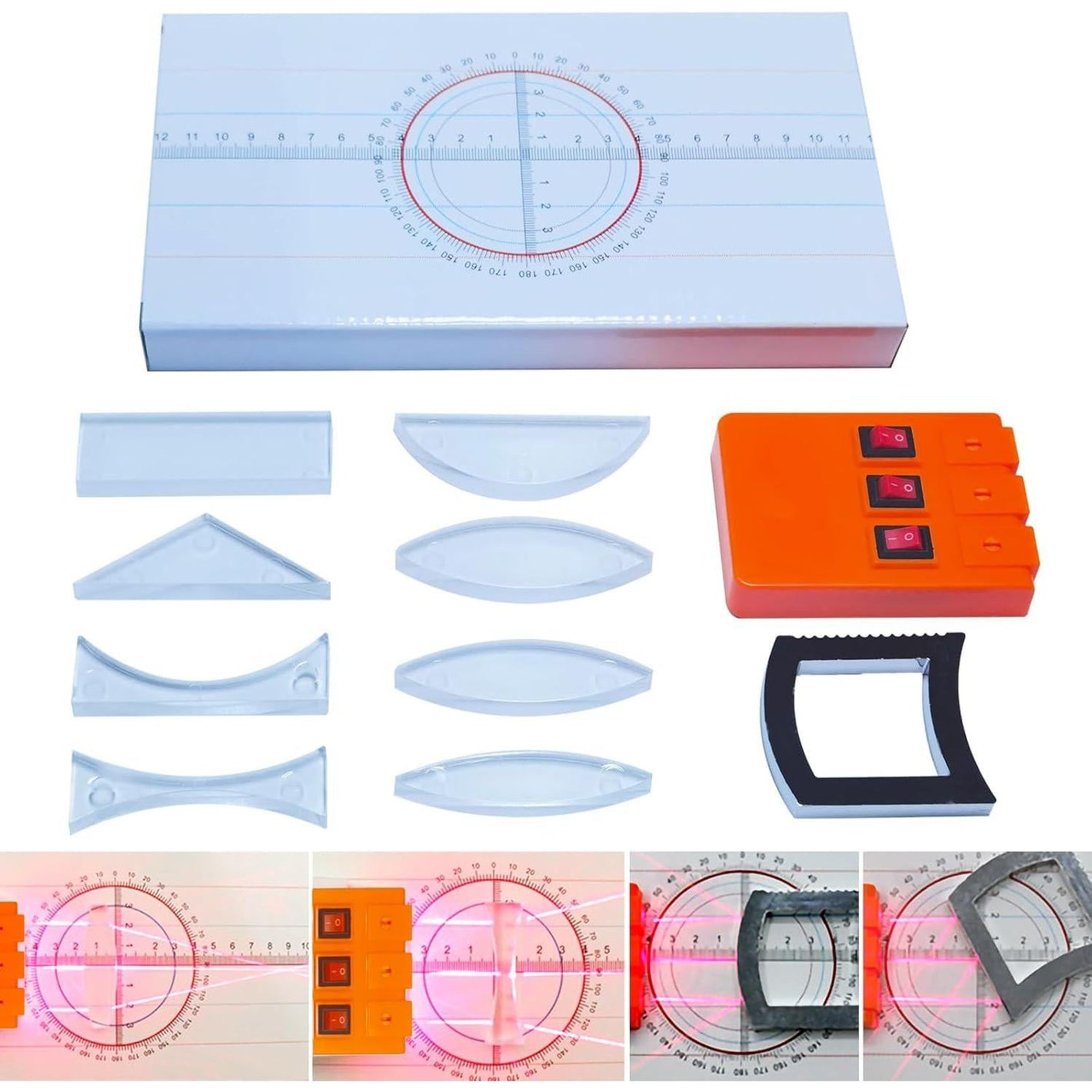Physics Optics Experiment Set Prisms Convex Lens Triple Laser Refraction School Light Refraction Reflection Learning Educational Science Kits,