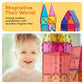 PicassoTiles Magnetic Building Blocks 60 Piece Set Clear 3D Construction Playset for Creative Learning Fun