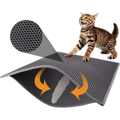 Pieviev Cat Litter Mat, 1 Pack, Gray, 30x24", Double Layer Waterproof Urine Proof Trapping Mat for Cats