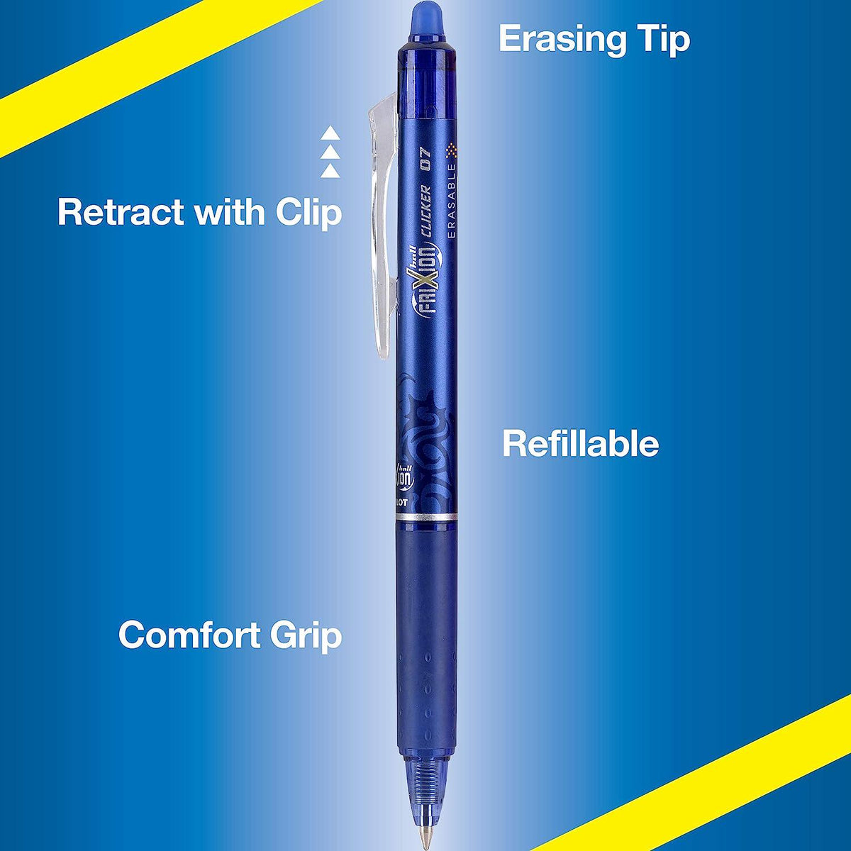 Pilot, FriXion Clicker Erasable Gel Pens, Fine Point 0.7 Mm, Pack Of 10, Assorted Colors,