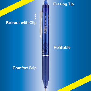 Pilot, FriXion Clicker Erasable Gel Pens, Fine Point 0.7 Mm, Pack Of 10, Assorted Colors,