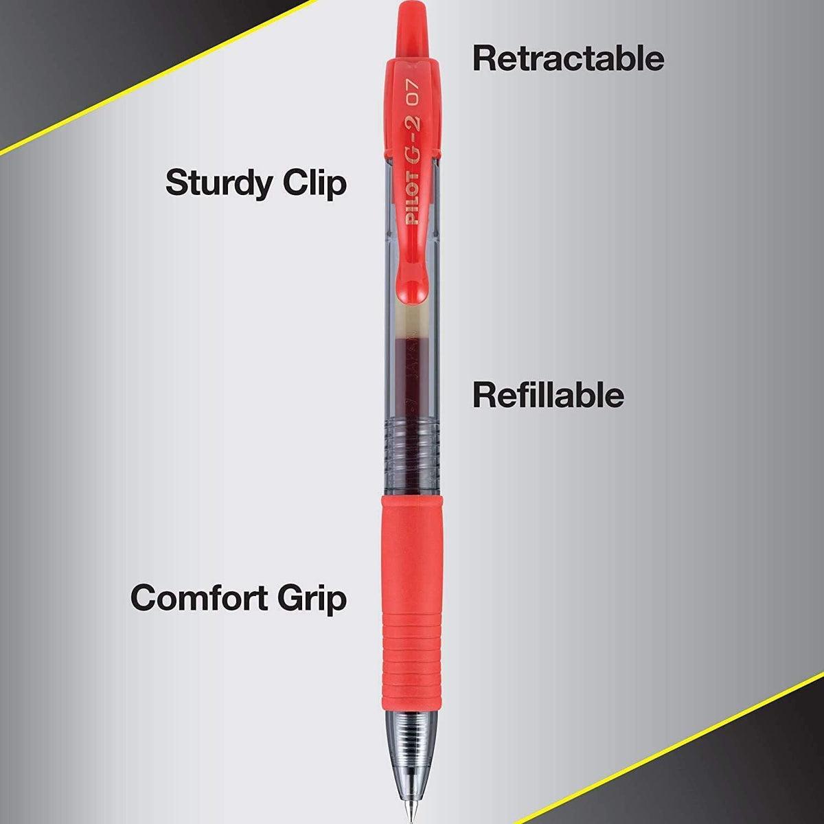 Pilot, G2 Premium Gel Roller Pens, Fine Point 0.7 Mm, Red, Pack Of 4,