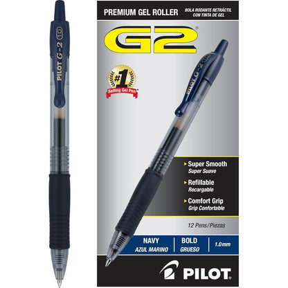 Pilot, G2 Premium Gel Roller Pens, Bold Point 1 MM, Pack Of 12, Navy,