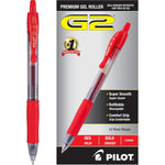 Pilot, G2 Premium Gel Roller Pens, Bold Point 1 Mm, Pack Of 12, Red,