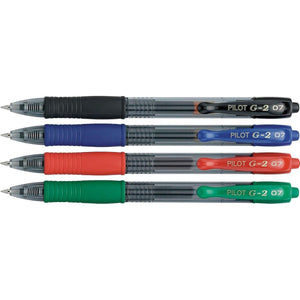 Pilot, G2 Premium Gel Roller Pens, Fine Point 0.7 Mm, Black, Blue, Red, Green, Pack Of 4,