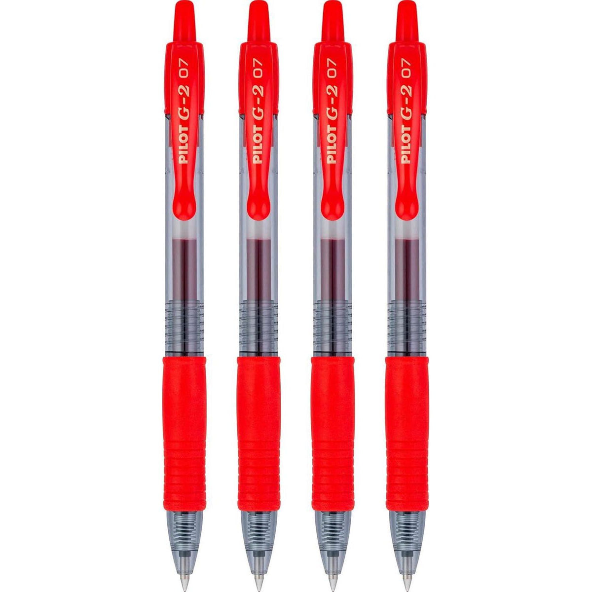 Pilot, G2 Premium Gel Roller Pens, Fine Point 0.7 Mm, Red, Pack Of 4,