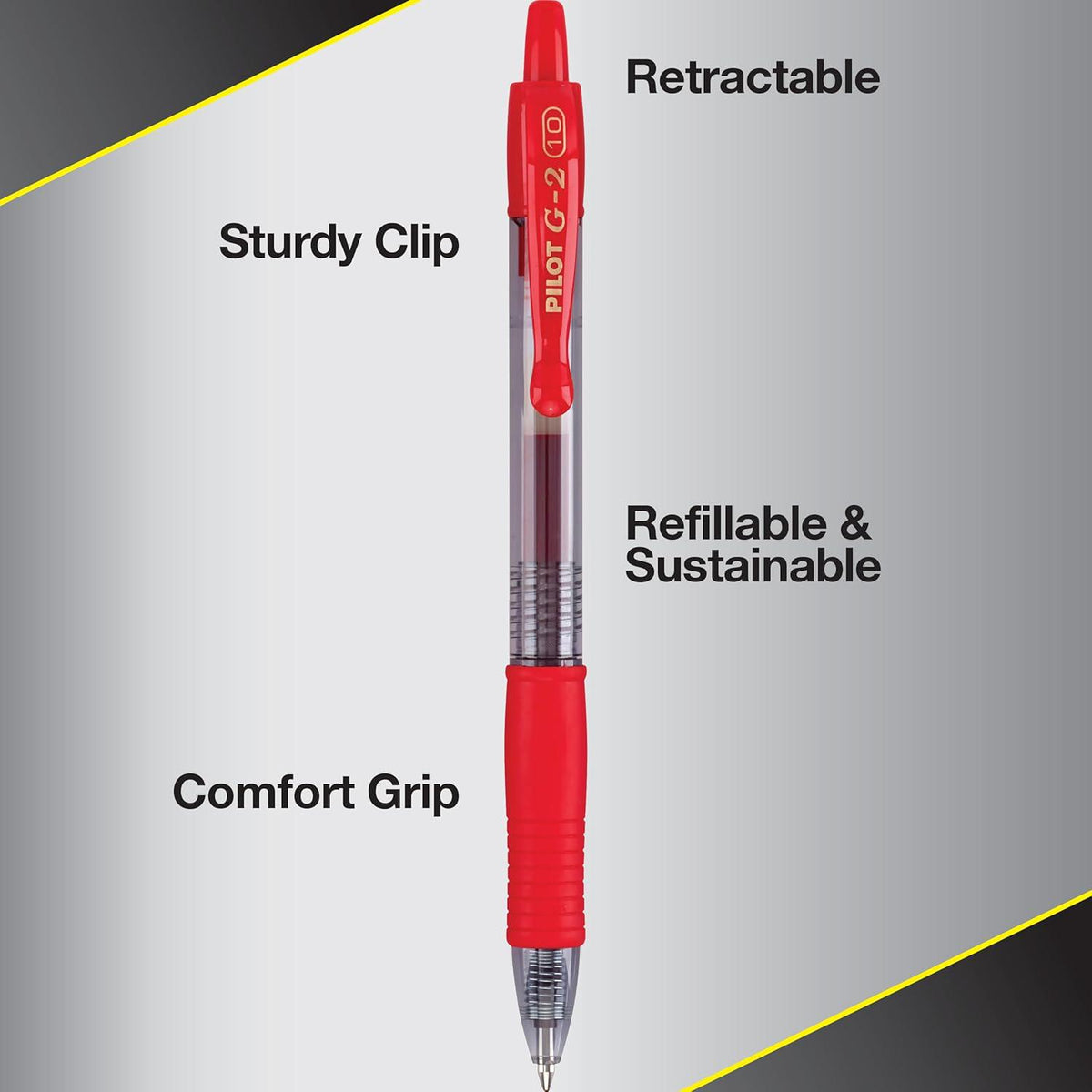 Pilot, G2 Premium Gel Roller Pens, Bold Point 1 Mm, Pack Of 12, Red,