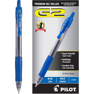 Pilot, G2 Premium Gel Roller Pens, Bold Point 1 Mm, Pack Of 12, Blue,