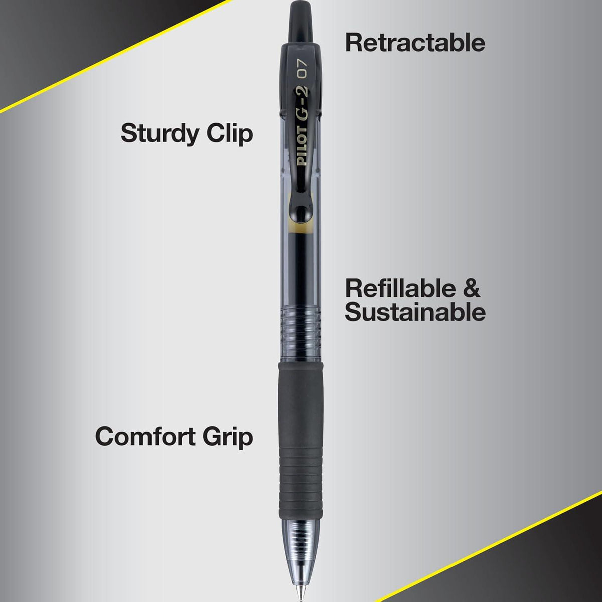 Pilot, G2 Premium Gel Roller Pens, Fine Point 0.7 Mm, Black, Pack Of 4,
