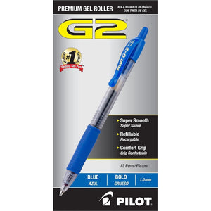 Pilot, G2 Premium Gel Roller Pens, Bold Point 1 Mm, Pack Of 12, Blue,