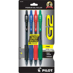 Pilot, G2 Premium Gel Roller Pens, Fine Point 0.7 Mm, Black, Blue, Red, Green, Pack Of 4,