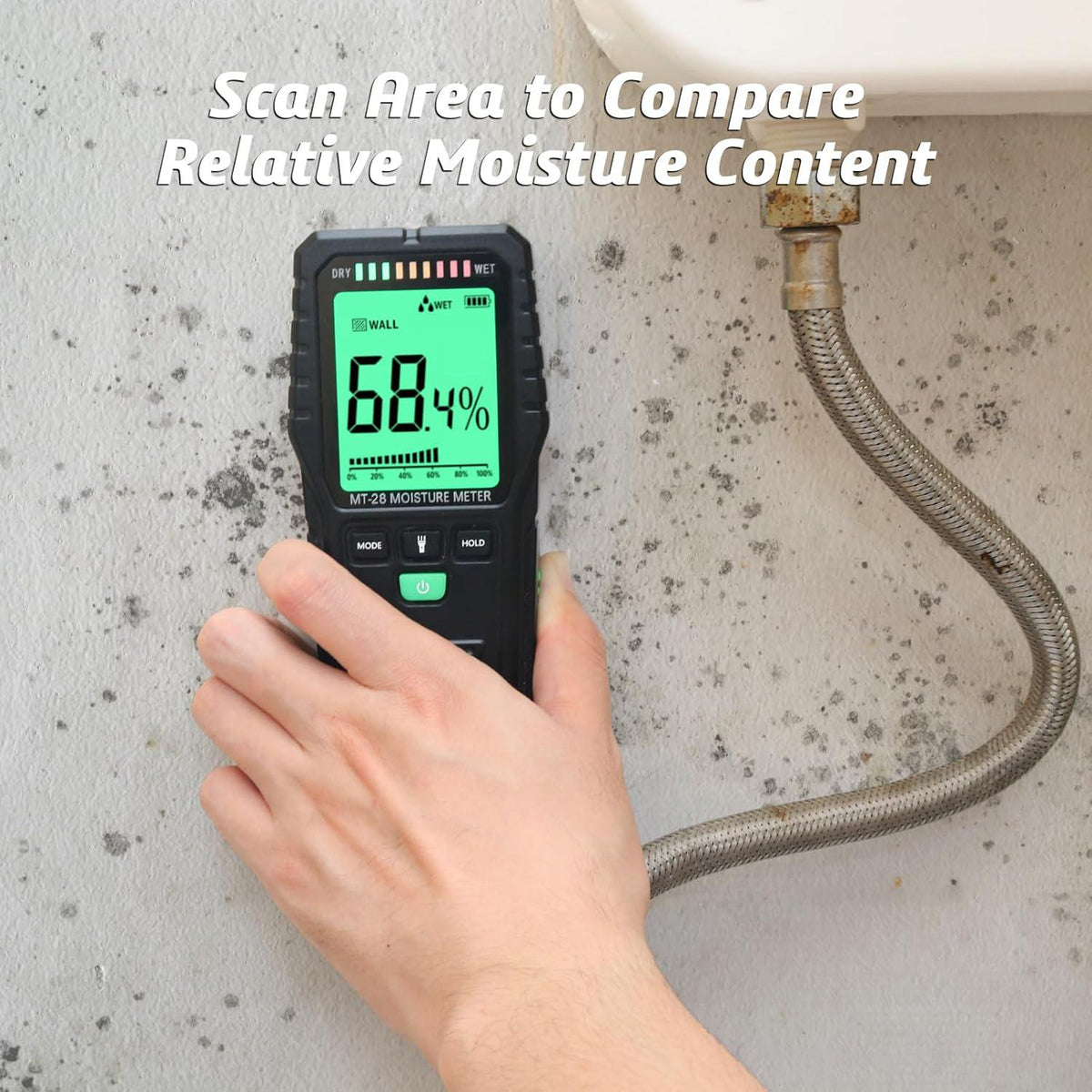 Pinless Moisture Meter,Wood Moisture Meters For Walls, Firewood Floor Humidity Detector Lumber Humidity Tester Paper Cerimic Ceiling Firewood Cardboard Humidity Building Material (MT28),