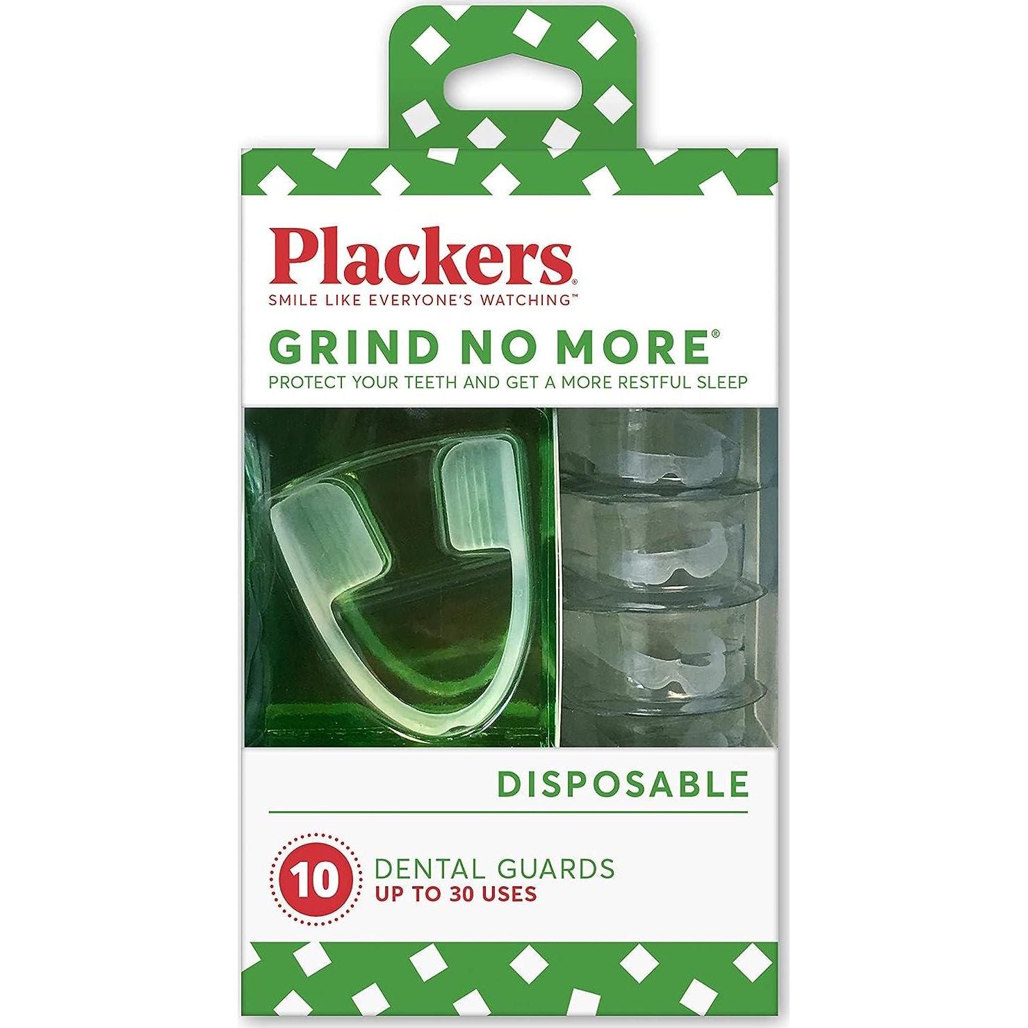 Plackers Grind No More Night Guard, Nighttime Protection For Teeth, Sleep Well, BPA Free, Ready To Wear, Disposable, One Size Fits All, 10 Count,