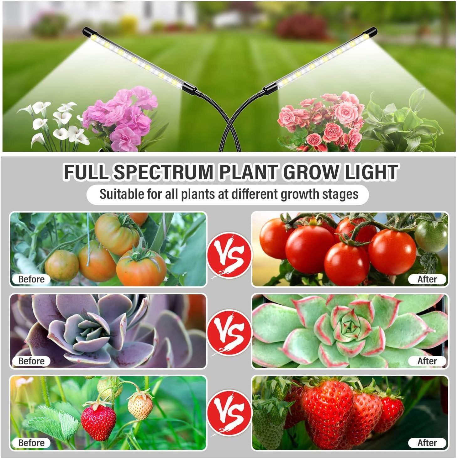 Plant Grow Light For Indoor Plants,Led Grow Lamp (2 Head 2 Pack),