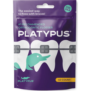 Platypus Orthodontic Flossers for Braces, 40 Count, Fits Under Arch Wire, Non-Damaging, Encourages Flossing Habits