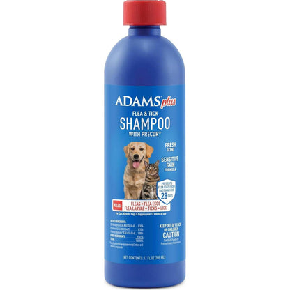 Plus Flea and Tick Shampoo with Precor for Dogs and Cats Sensitive Skin Formula 12 oz Bottle