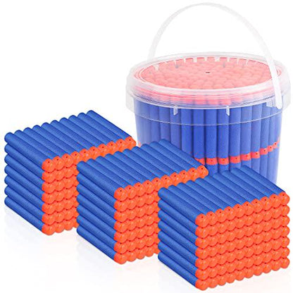 Pokiiulk 300 Pack Refill Darts for Nerf Guns Compatible Foam Bullets with Storage Bucket Blue