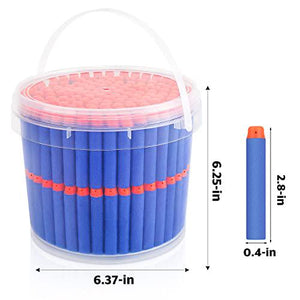 Pokiiulk 300 Pack Refill Darts for Nerf Guns Compatible Foam Bullets with Storage Bucket Blue
