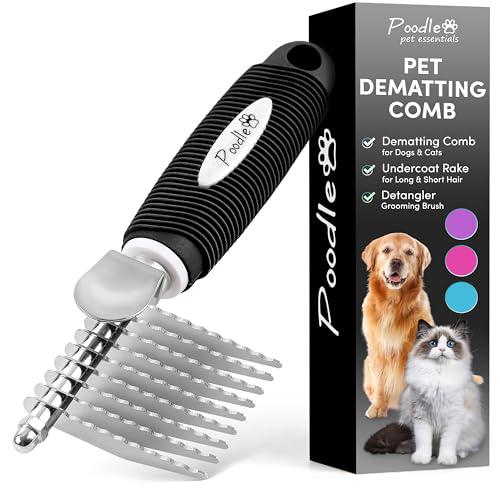 Poodle Dematting Rake Comb with 2.5 Inch Steel Blades Metal Grooming Brush for Knotted Fur