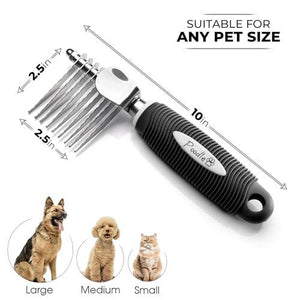 Poodle Dematting Rake Comb with 2.5 Inch Steel Blades Metal Grooming Brush for Knotted Fur