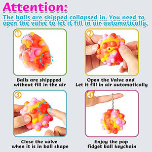 Pop Fidget Toy Balls 4 Pack 3D Stress Relief Toys Squeeze Sensory Balls for Toddlers and Adults