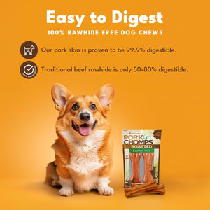 Pork Chomps Pressed Pork Skin Chews for Dogs 4.5 Inch Bones 2 Count Highly Digestible