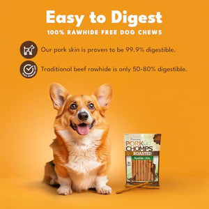 Pork Chomps Mini Twists Roasted Pork Skin Dog Chews 5 Inch 20 Count Bag