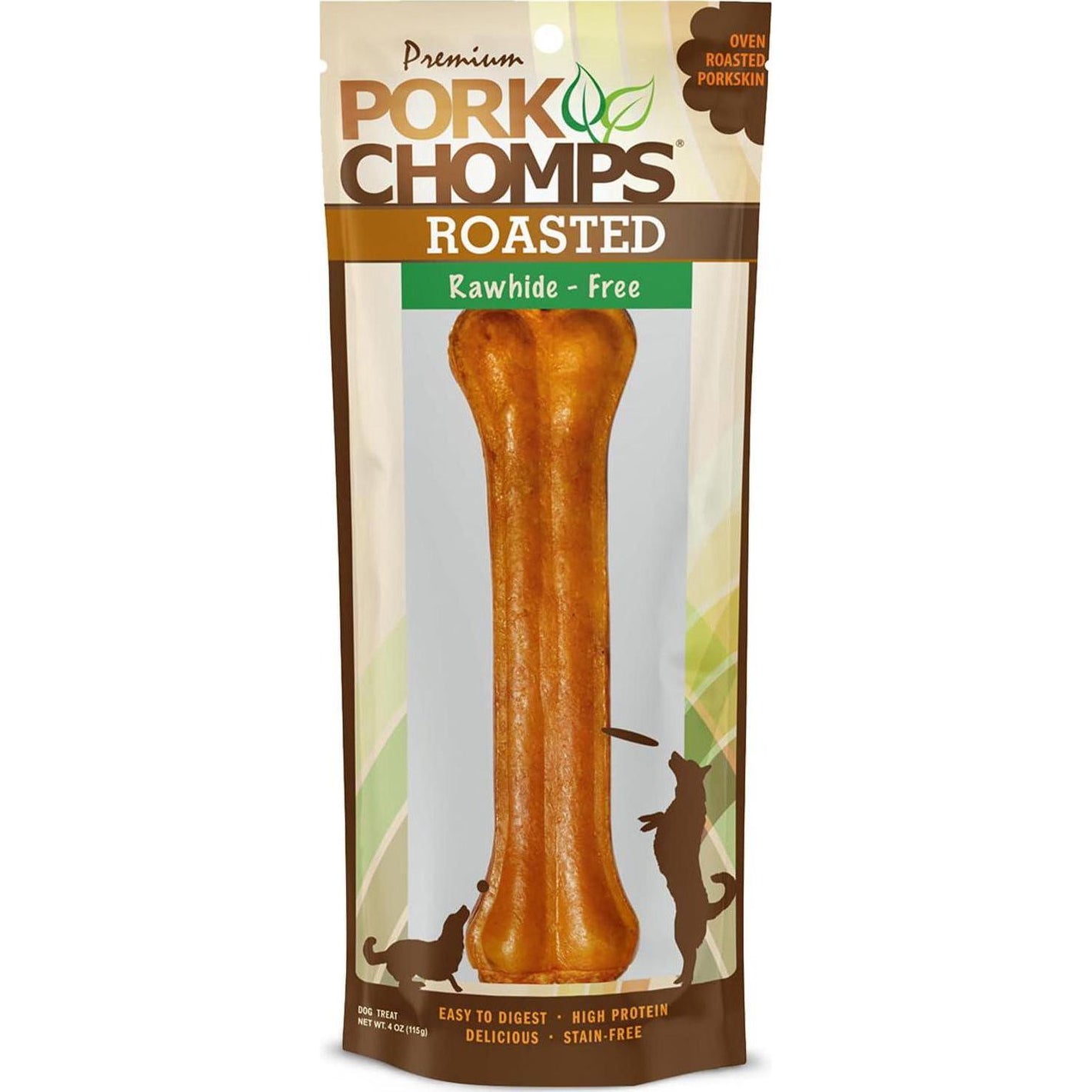 Pork Chomps Roasted Pressed Pork Skin Dog Chew Bone, 7 Inch, 1 Count, Long-Lasting, Rawhide-Free, Highly Digestible, for Medium to Large Dogs