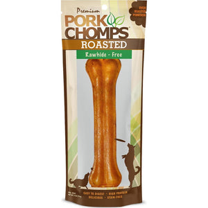 Pork Chomps Roasted Pressed Pork Skin Dog Chew Bone, 7 Inch, 1 Count, Long-Lasting, Rawhide-Free, Highly Digestible, for Medium to Large Dogs