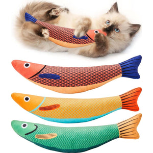 Potaroma Saury Fish Cat Toys, 3 Pack, 9.4", Catnip & Crinkle Sound, Soft Kicker Toy for Indoor Cats of All Breeds