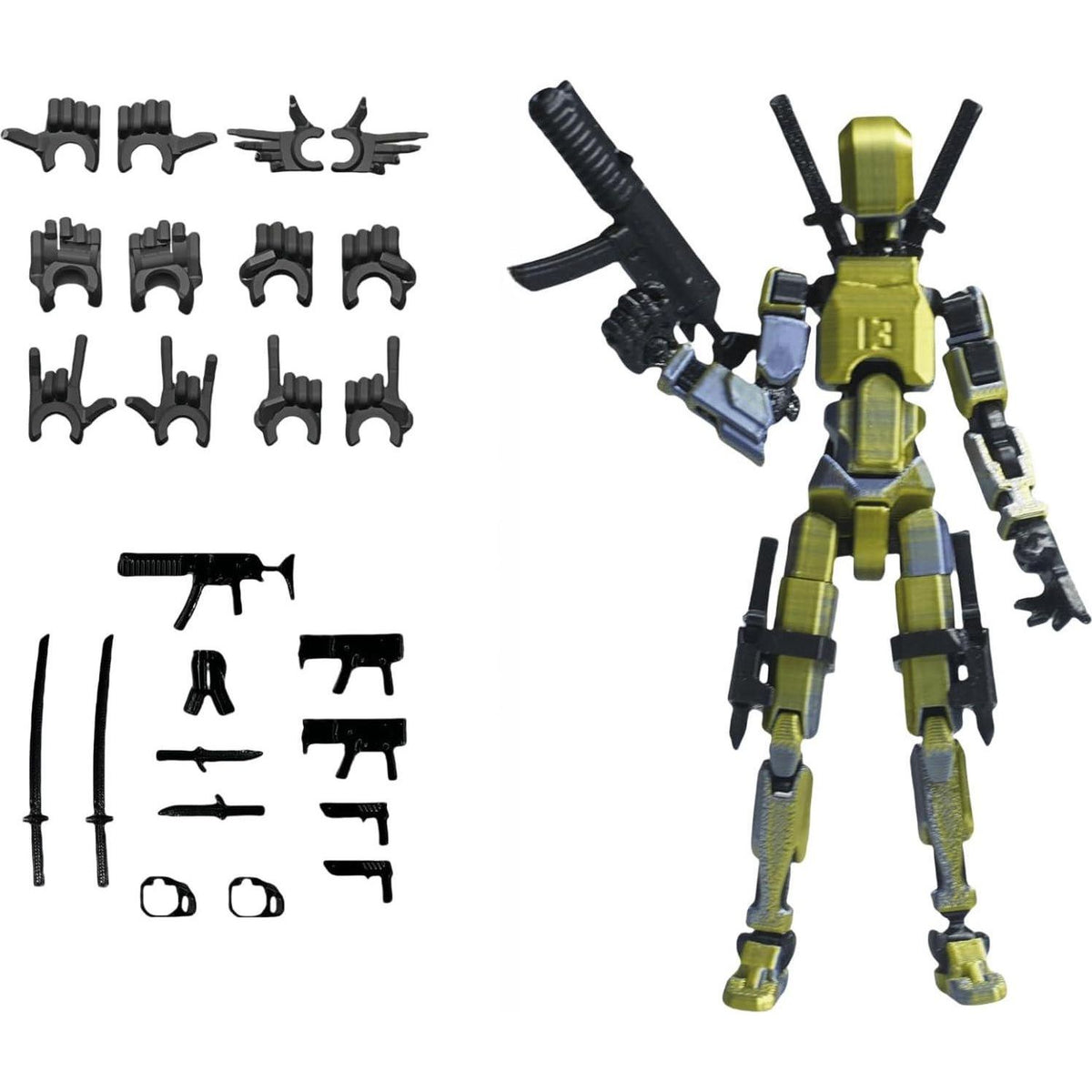 Pre-Assembly 3D Printed 5.54'' Stick 13 Action Figure, Multi-Jointed Tian13, Articulated T13 Desktop Decoration,12 In 1 D13 Accessories, Best Birthday Festival Gift,Does not Apply